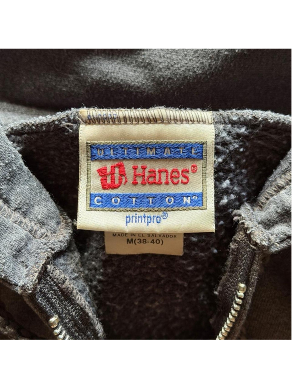 vintage 90s hanes blank grey boxy cropped zip up hoodie - Picture 3 of 4